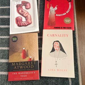 Book Collection with Red and White Covers